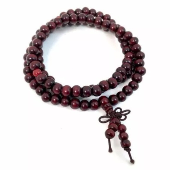 Yoga Meditation Sandalwood Mala Beads Rosary Wrap Bracelet Wooden Red Black - Picture 12 of 16